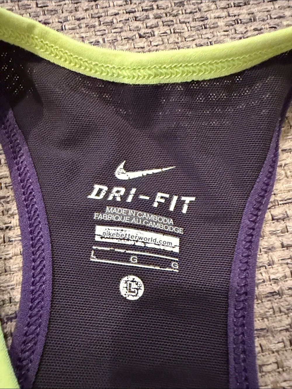 Nike Purple Tank with Neon Yellow Accents
